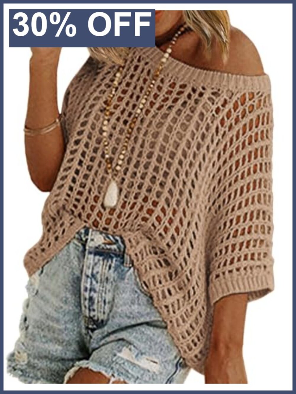 Lightweight Crochet Short Sleeve Summer Sweater Beach Cover Up